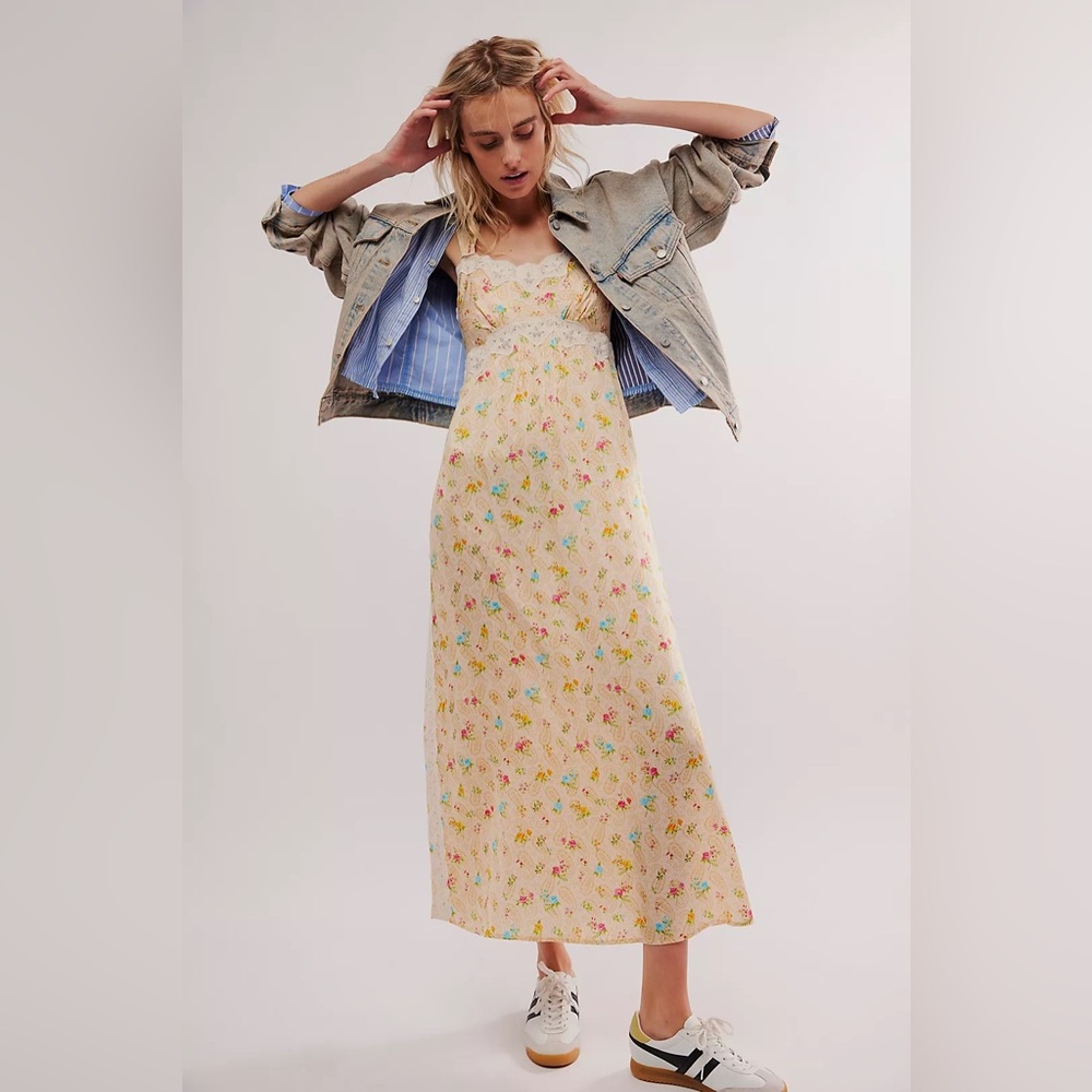 Spell Fleur Slip Dress in Macaroon
